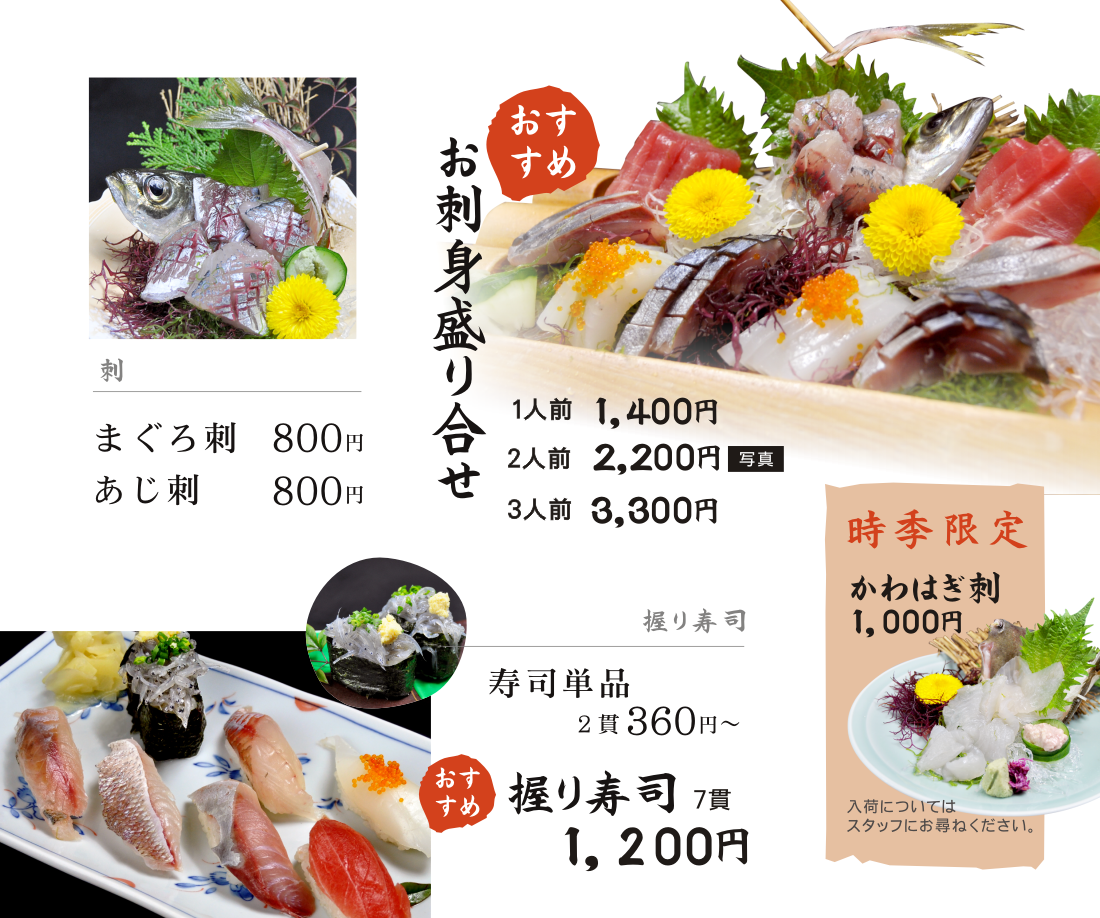 平塚の居酒屋紅谷　恵比寿、地魚の刺身盛り合わせ